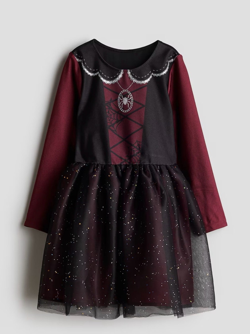 H&M Burgundy and Black Spider Pendant Halloween Dress